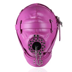 sensory deprivation hood with open mouth gag rose